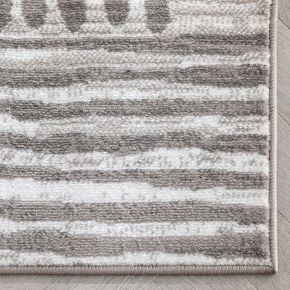 Aosta Tribal Diamond Pattern Ivory Grey Rug DU-132
