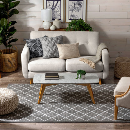 Moto Moroccan Lattice Trellis Grey Rug DU-58