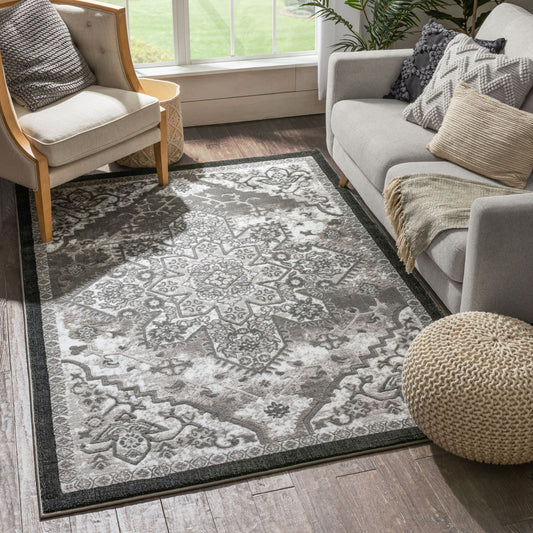 Caya Vintage Medallion Oriental Grey Rug DU-68