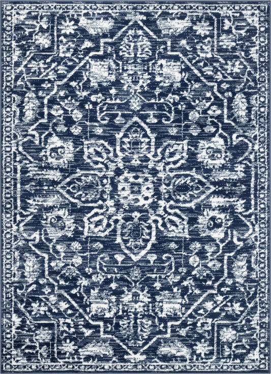 Disa Vintage Medallion Dark Blue Soft Rug DZ-04