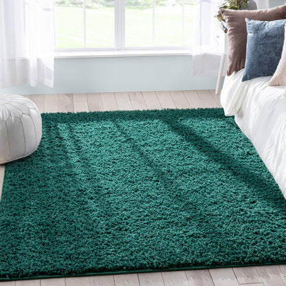 Emerson Modern Solid Green Textured Shag Rug ELL-15
