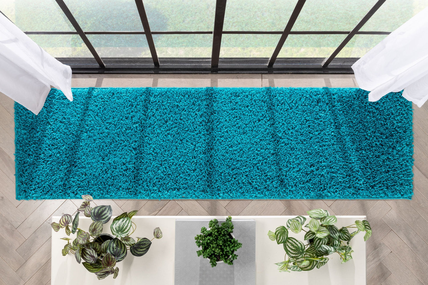 Emerson Modern Solid Teal Textured Shag Rug ELL-16