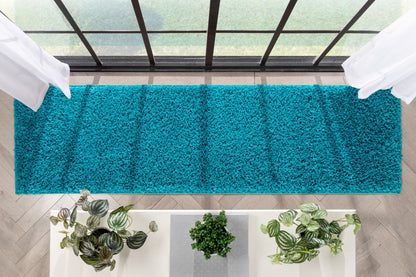 Emerson Modern Solid Teal Textured Shag Rug ELL-16