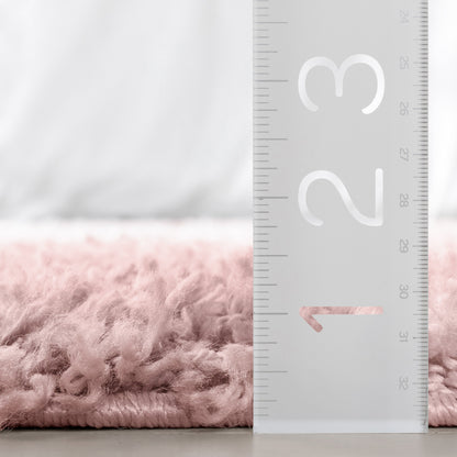 Emerson Modern Solid Pink Textured Shag Rug ELL-19