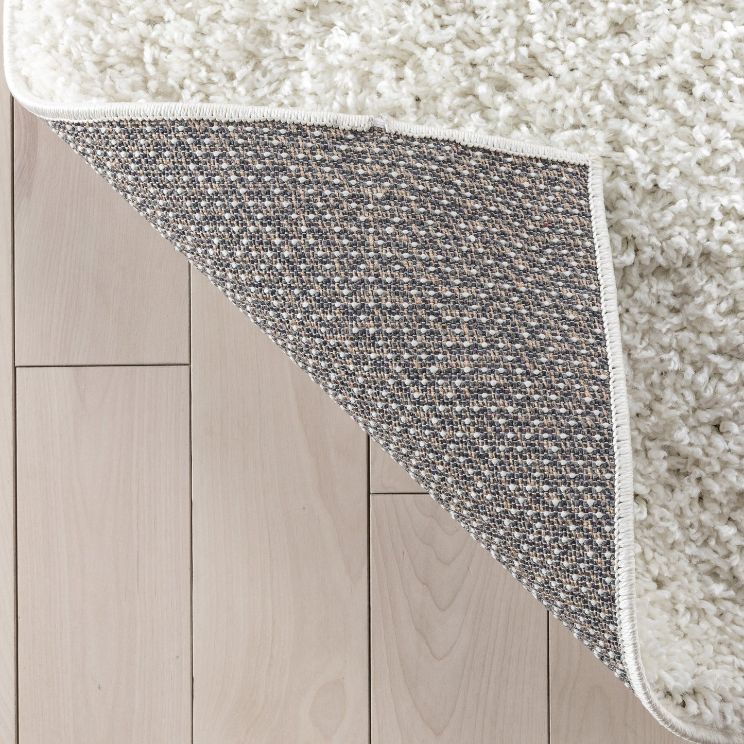 Emerson Modern Solid Ivory Thick & Soft Shag Rug ELL-22
