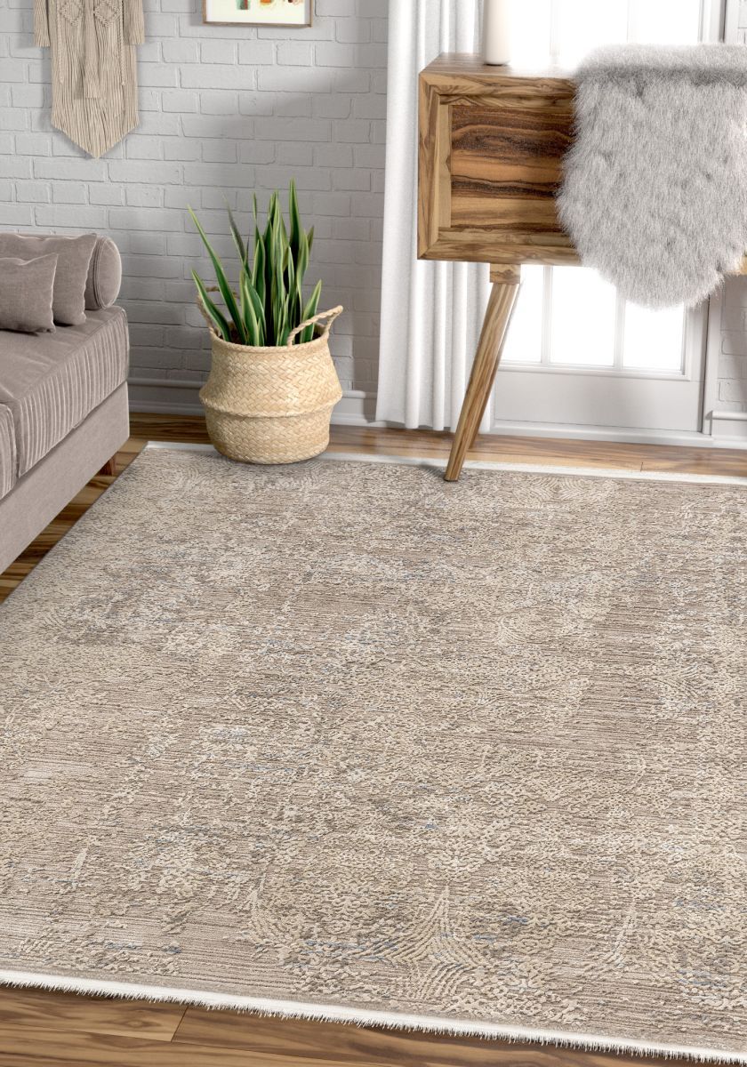 Yasmine Beige Vintage Natural Oriental High-Low Rug EM-72