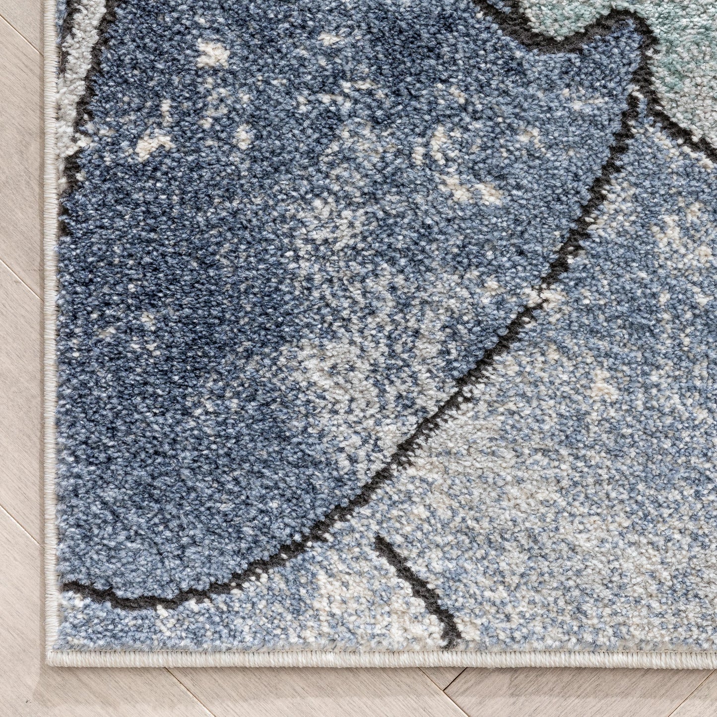 Ravenna Vintage Abstract Leaves Blue Red Rug ENV-104