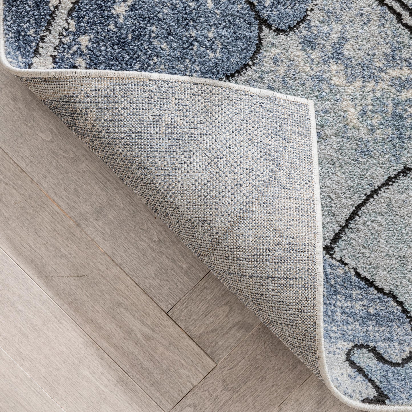 Ravenna Vintage Abstract Leaves Blue Red Rug ENV-104