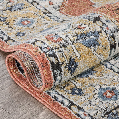 Messina Vintage Medallion Botanical Border Rust Rug ENV-10