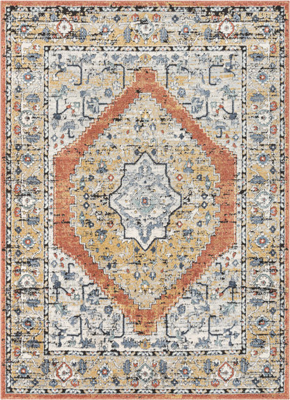 Messina Vintage Medallion Botanical Border Rust Rug ENV-10