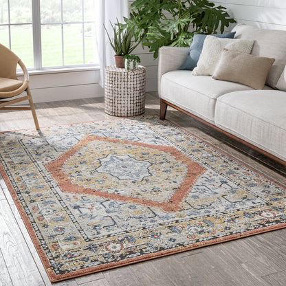 Messina Vintage Medallion Botanical Border Rust Rug ENV-10
