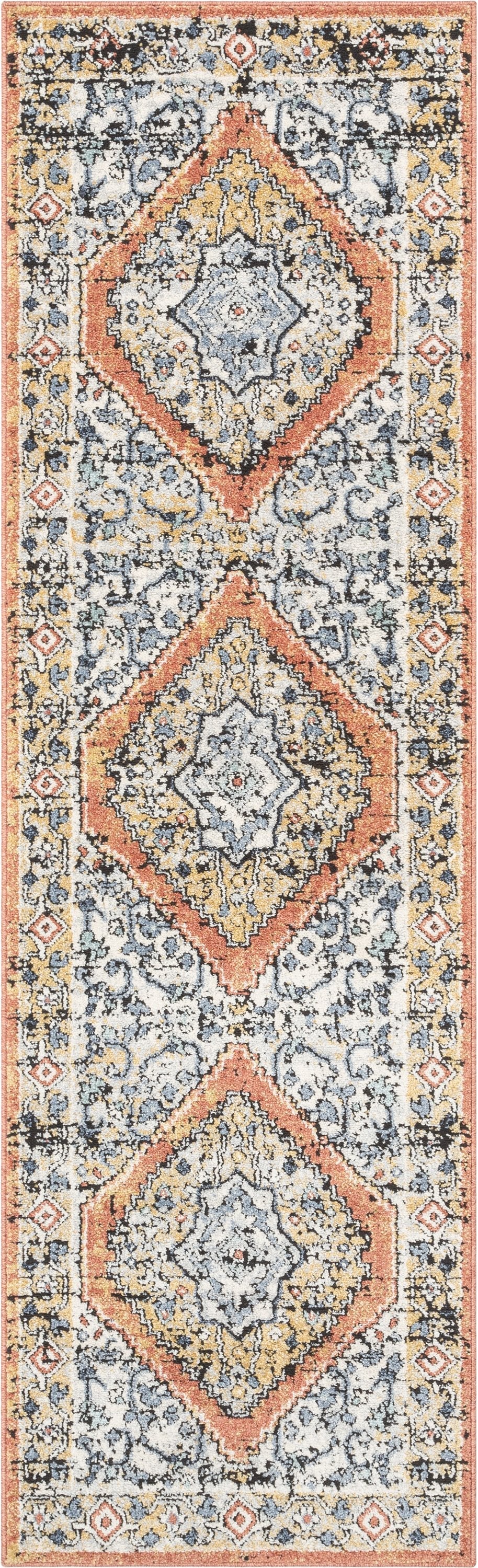 Messina Vintage Medallion Botanical Border Rust Rug ENV-10
