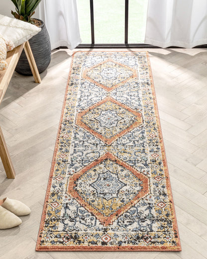 Messina Vintage Medallion Botanical Border Rust Rug ENV-10