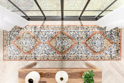 Messina Vintage Medallion Botanical Border Rust Rug ENV-10