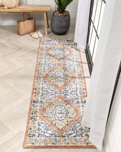 Messina Vintage Medallion Botanical Border Rust Rug ENV-10