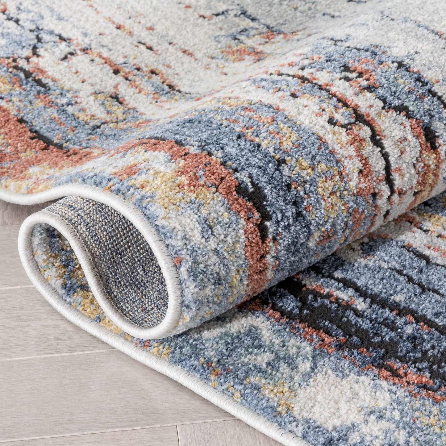 Teramo Abstract pattern Geometric Stripes Blue Rug ENV-154