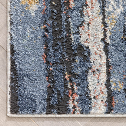 Teramo Abstract pattern Geometric Stripes Blue Rug ENV-154