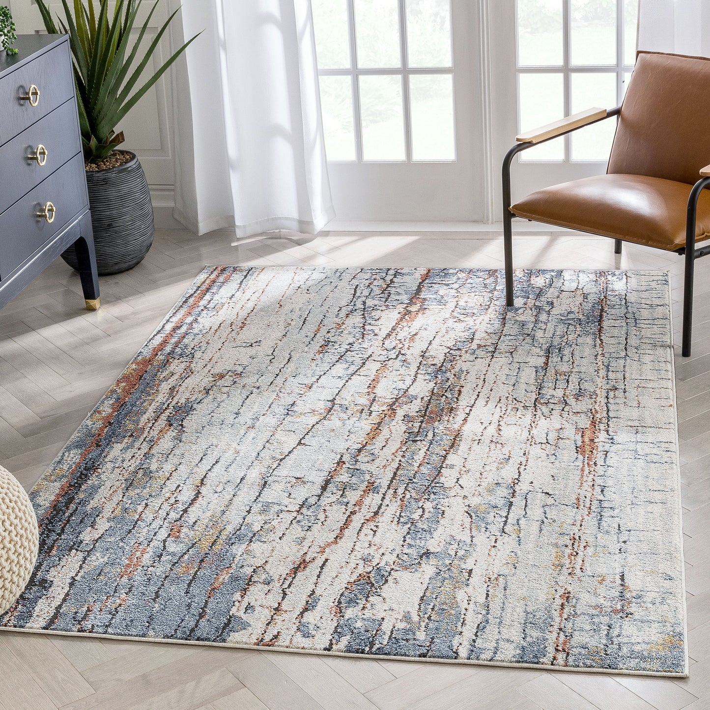 Teramo Abstract pattern Geometric Stripes Blue Rug ENV-154