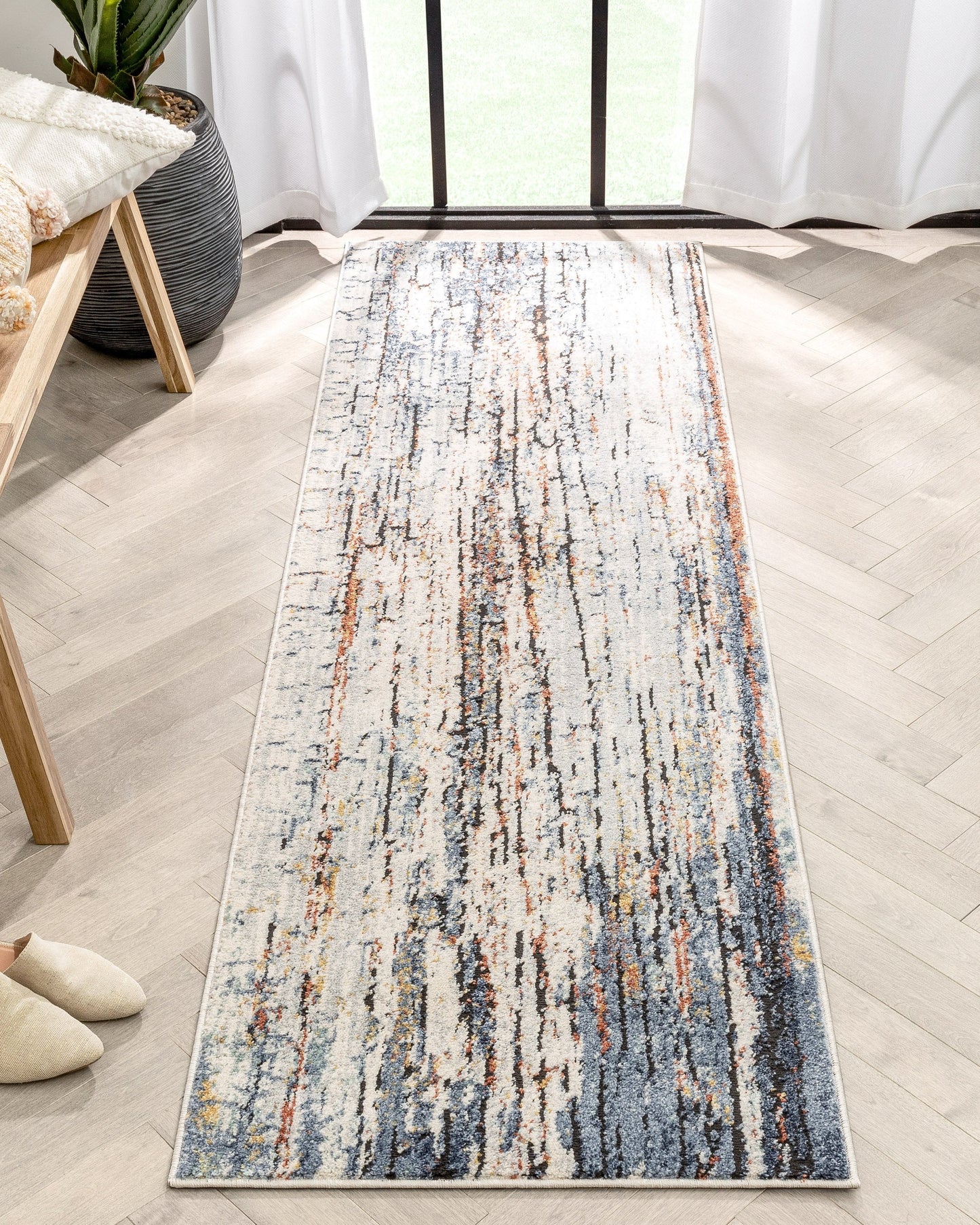 Teramo Abstract pattern Geometric Stripes Blue Rug ENV-154
