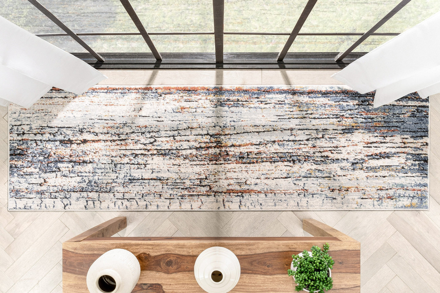 Teramo Abstract pattern Geometric Stripes Blue Rug ENV-154