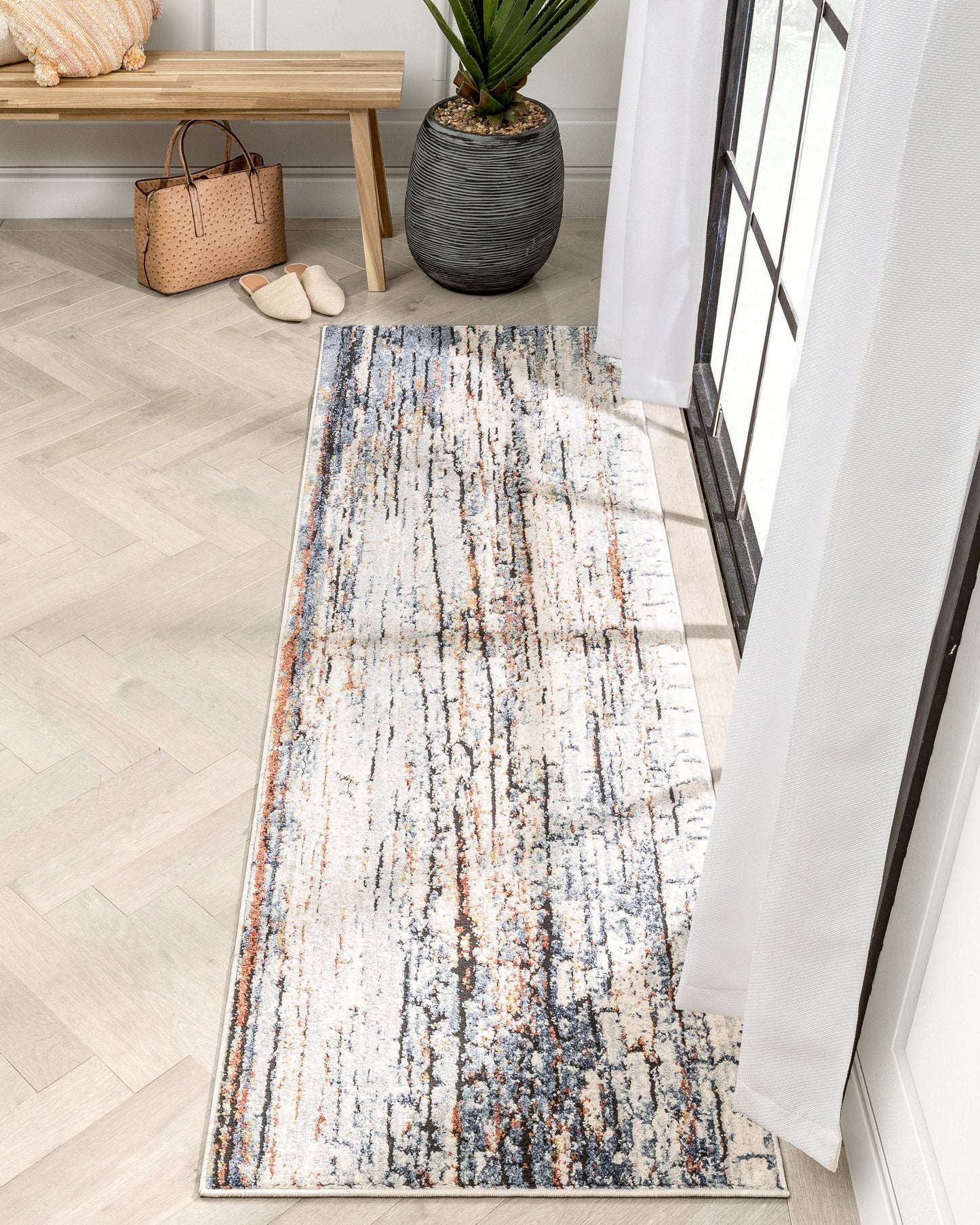 Teramo Abstract pattern Geometric Stripes Blue Rug ENV-154