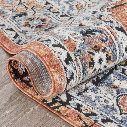 Andria Vintage Medallion Botanical Border Rust Rug ENV-20