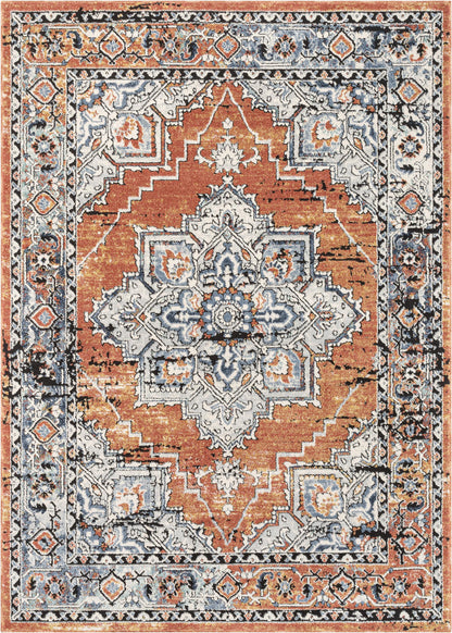 Andria Vintage Medallion Botanical Border Rust Rug ENV-20
