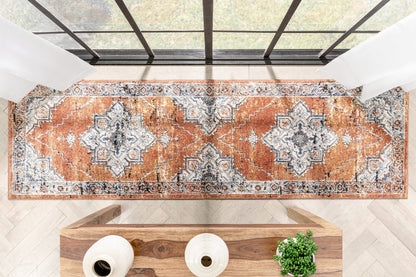 Andria Vintage Medallion Botanical Border Rust Rug ENV-20