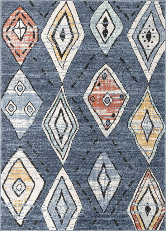 Cesena Tribal Moroccan Diamond Blue Rug ENV-34