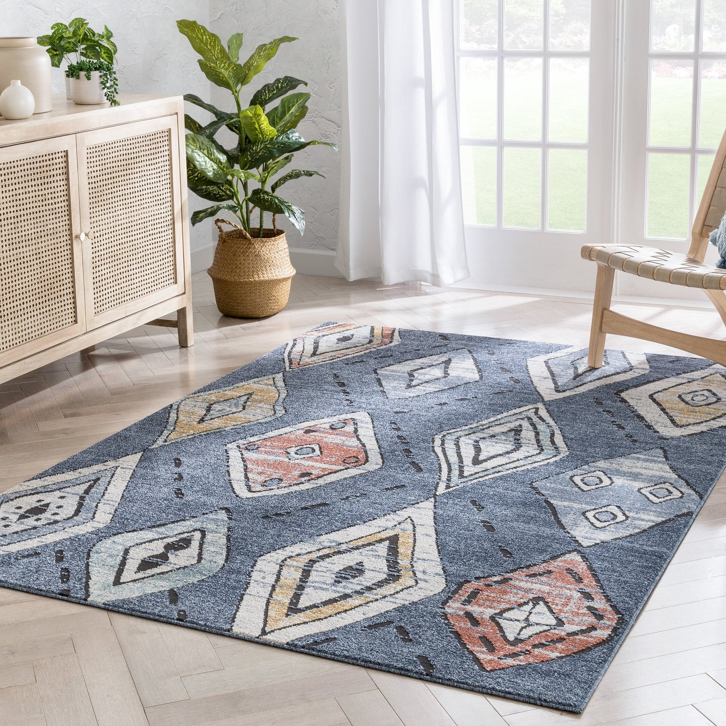Cesena Tribal Moroccan Diamond Blue Rug ENV-34
