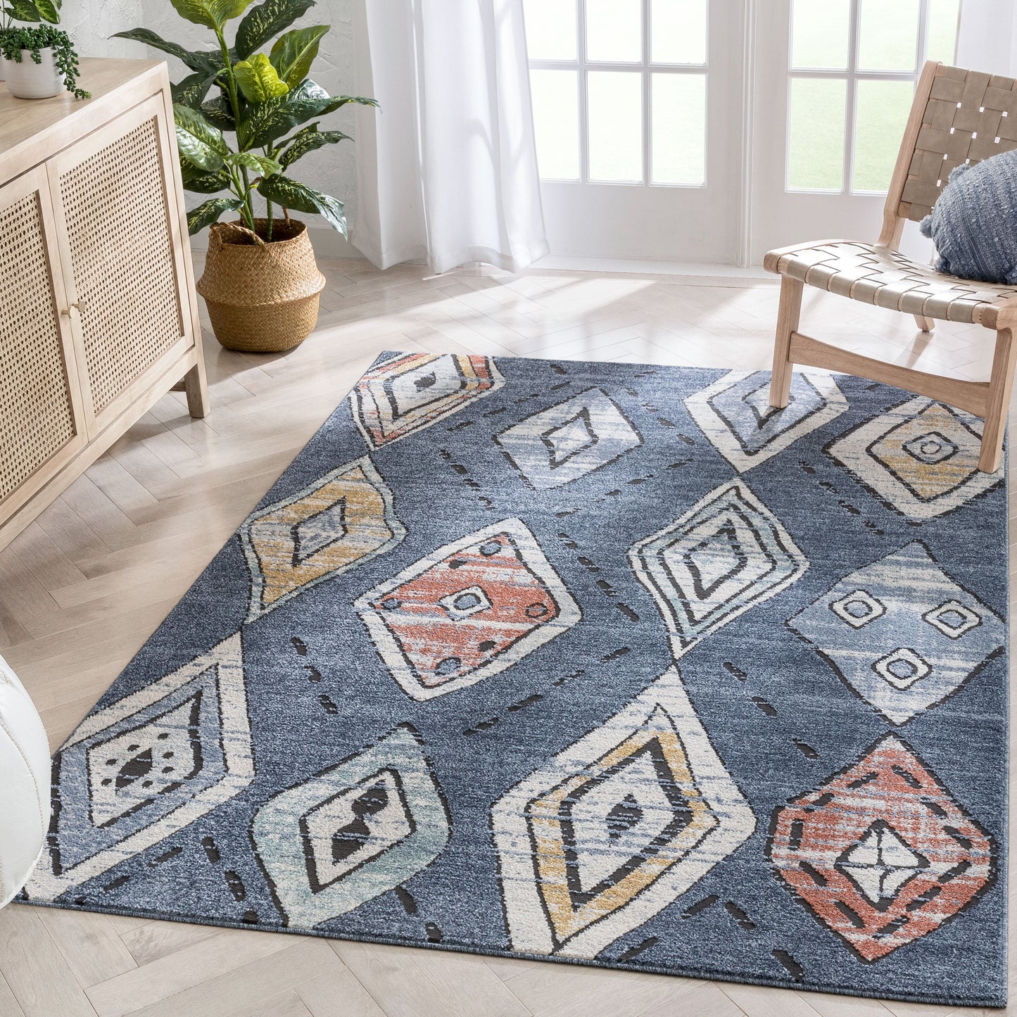 Cesena Tribal Moroccan Diamond Blue Rug ENV-34