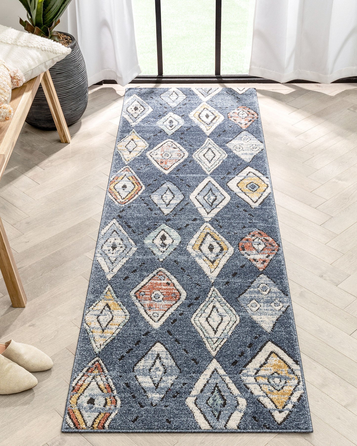 Cesena Tribal Moroccan Diamond Blue Rug ENV-34
