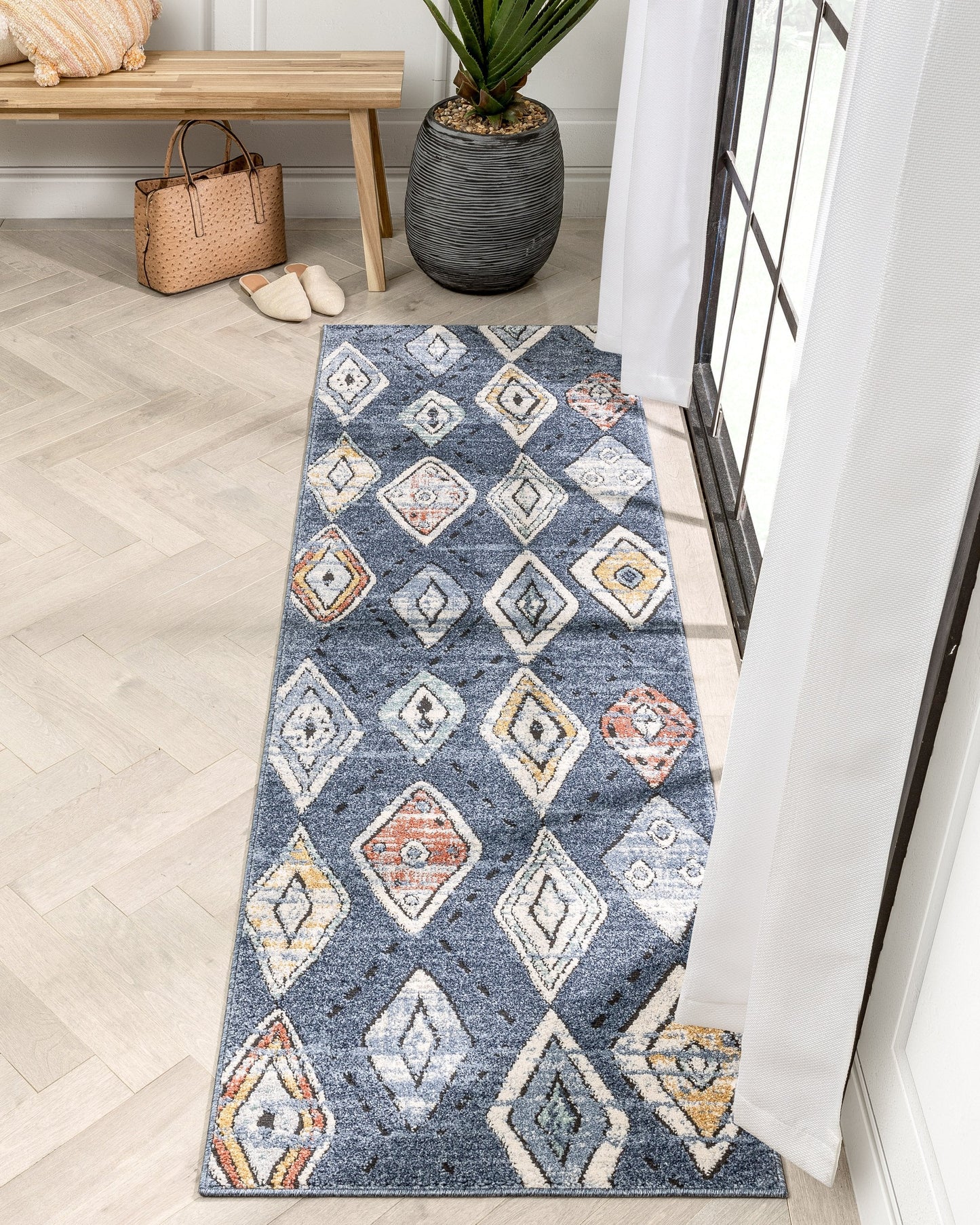 Cesena Tribal Moroccan Diamond Blue Rug ENV-34
