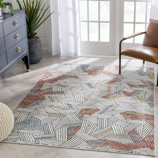 Varese Abstract Geometric Stripes Red Rug ENV-50