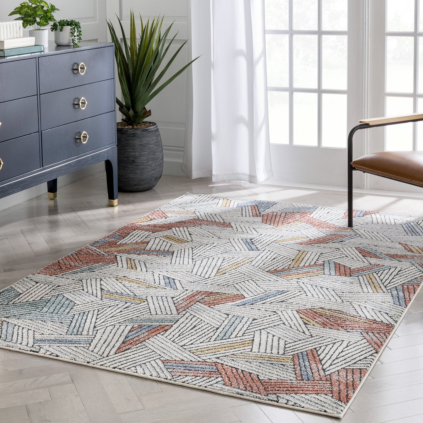 Varese Abstract Geometric Stripes Red Rug ENV-50