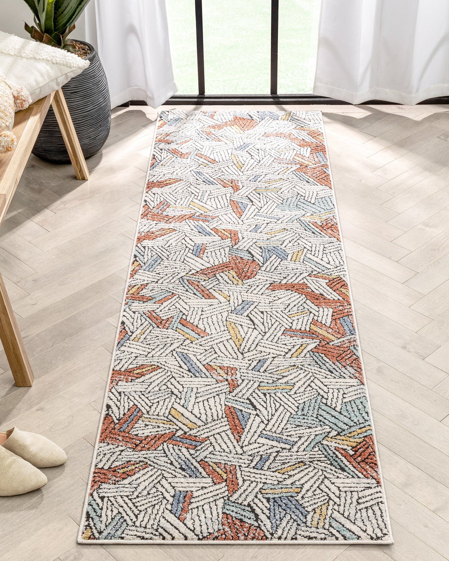 Varese Abstract Geometric Stripes Red Rug ENV-50
