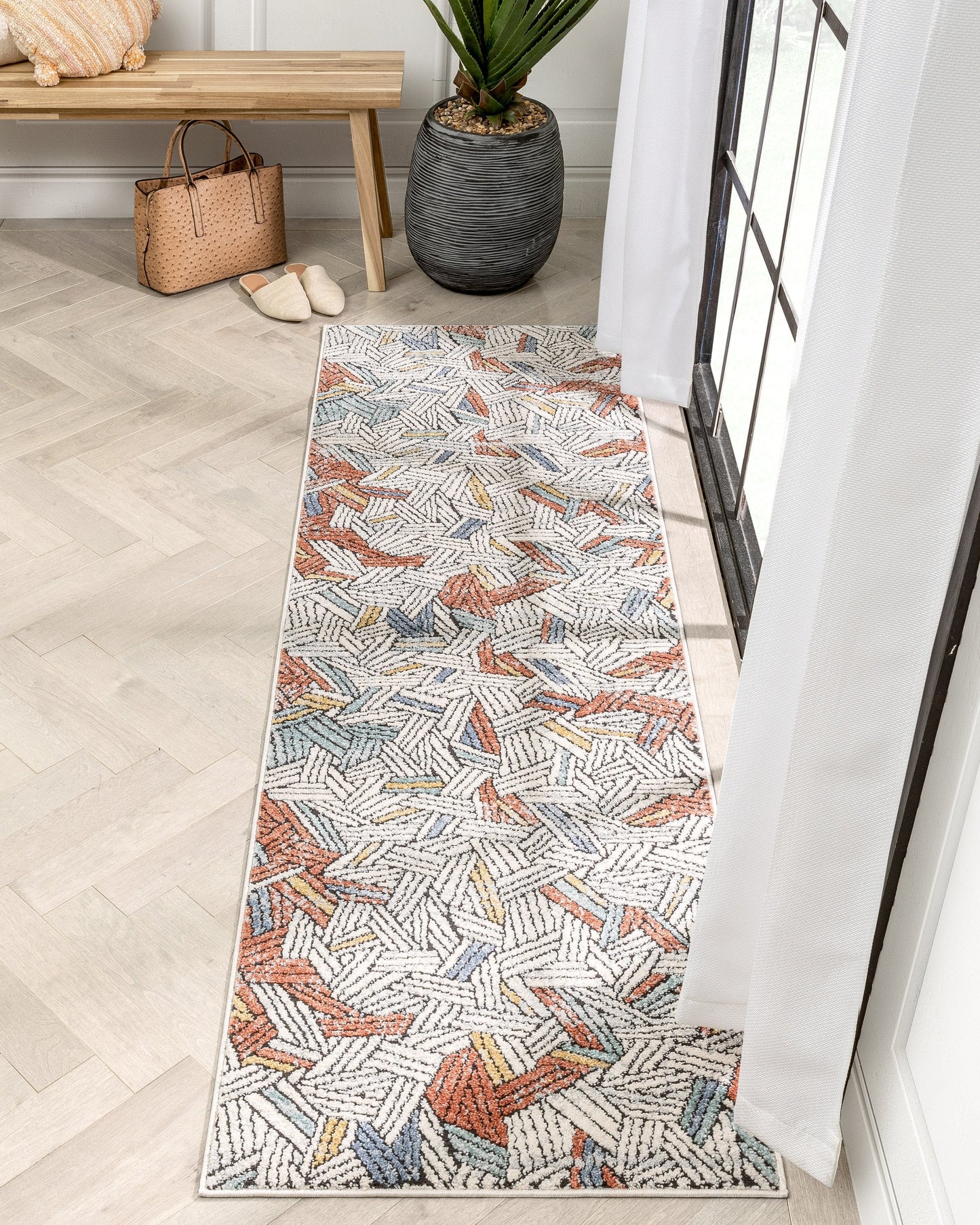 Varese Abstract Geometric Stripes Red Rug ENV-50