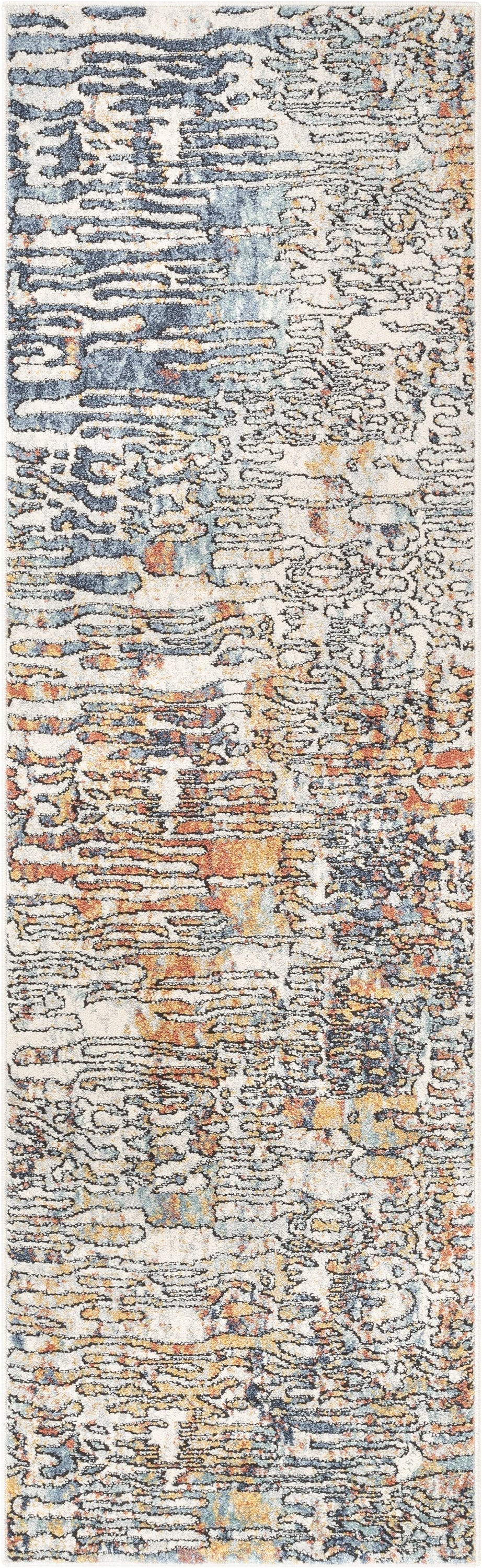 Modica Geometric Abstract Pattern Ivory Blue Rug ENV-62