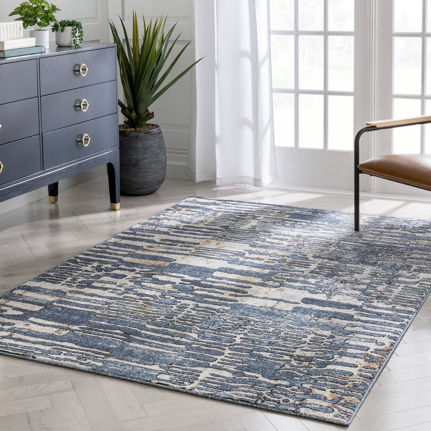 Modica Geometric Abstract Pattern Blue Rug ENV-64