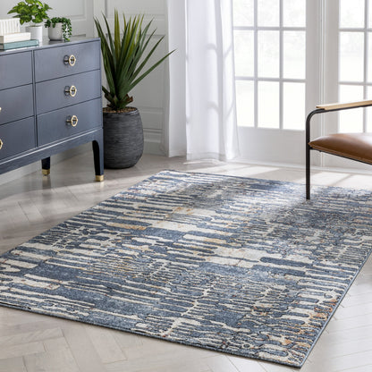 Modica Geometric Abstract Pattern Blue Rug ENV-64