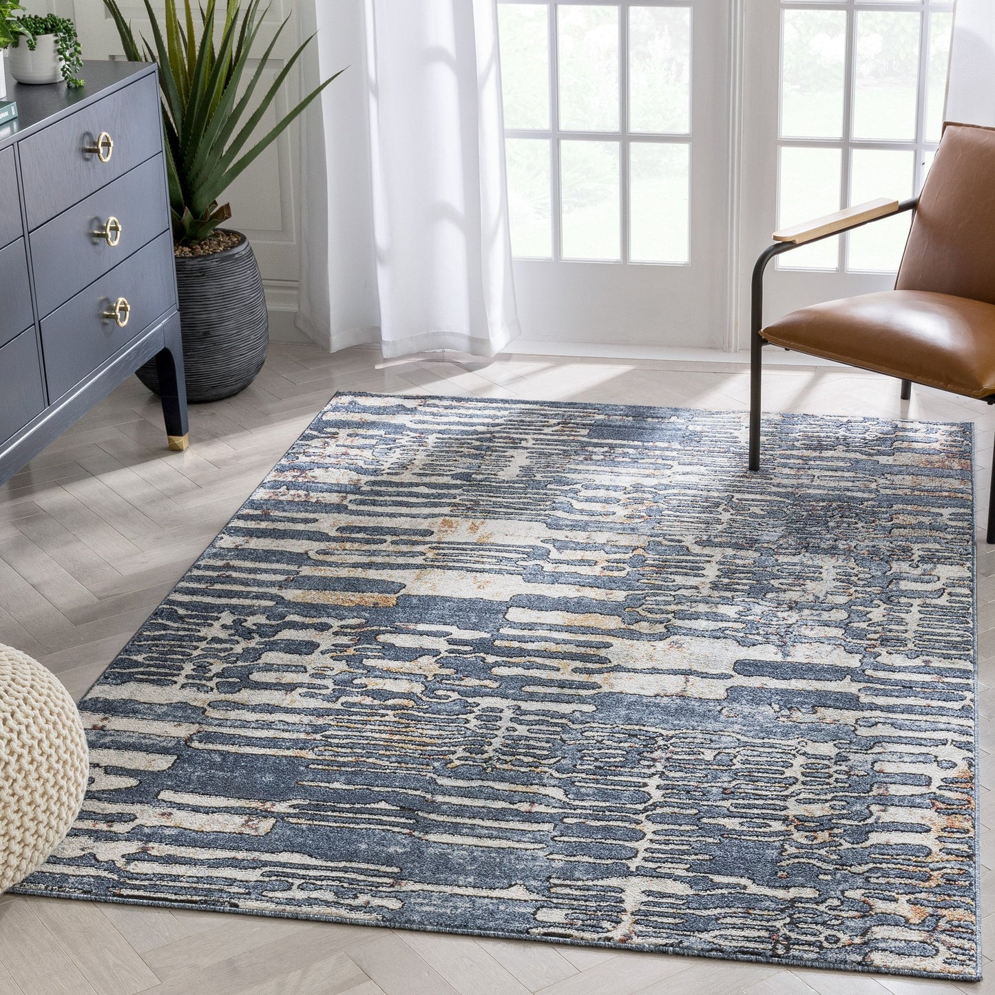 Modica Geometric Abstract Pattern Blue Rug ENV-64