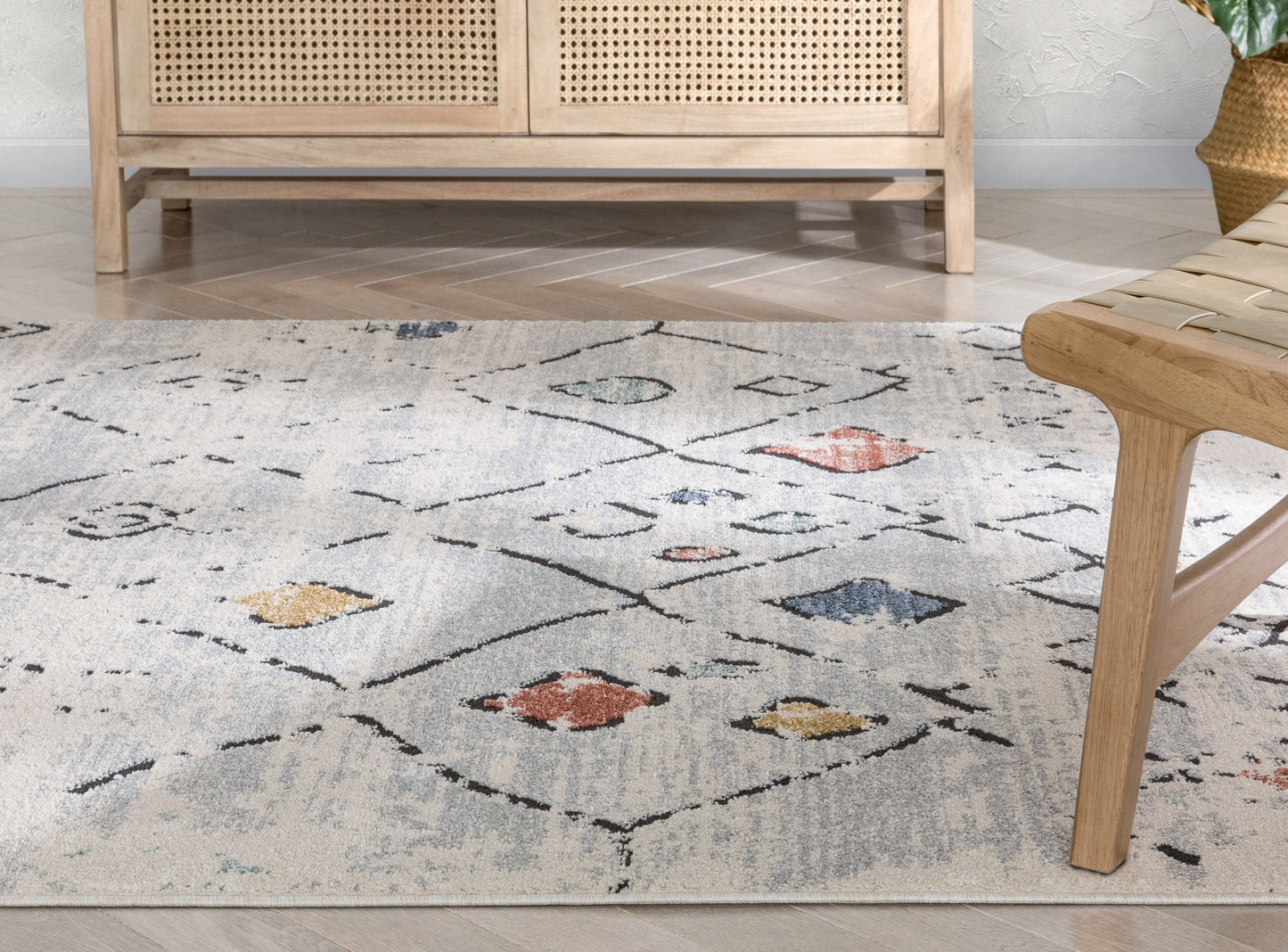 Ancona Moroccan Tribal Diamond Grey Rug ENV-77