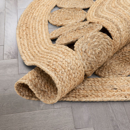 Oleana Farmhouse Jute Rug Hand-Woven Basket Weave Jute Rug Geometric Pattern Natural Color EVA-52