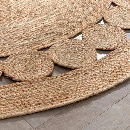 Oleana Farmhouse Jute Rug Hand-Woven Basket Weave Jute Rug Geometric Pattern Natural Color EVA-52