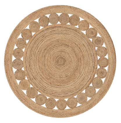 Oleana Farmhouse Jute Rug Hand-Woven Basket Weave Jute Rug Geometric Pattern Natural Color EVA-52