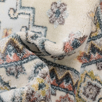 Aryn Vintage Tribal Medallion Floral Blue Rug FA-24