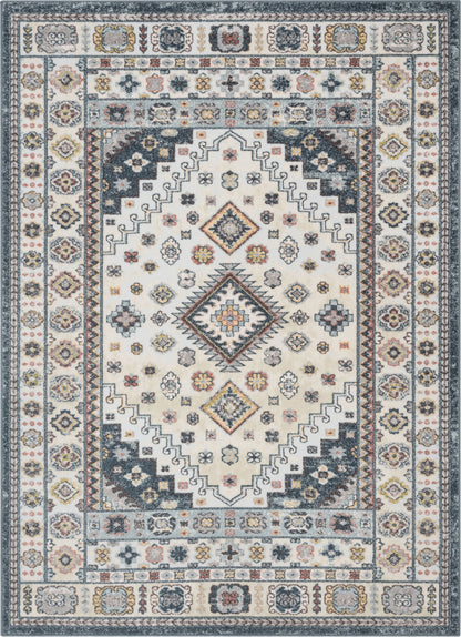 Aryn Vintage Tribal Medallion Floral Blue Rug FA-24