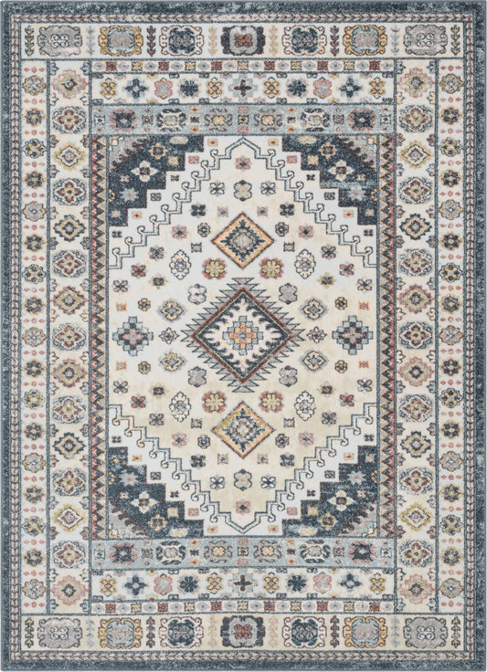 Aryn Vintage Tribal Medallion Floral Blue Rug FA-24