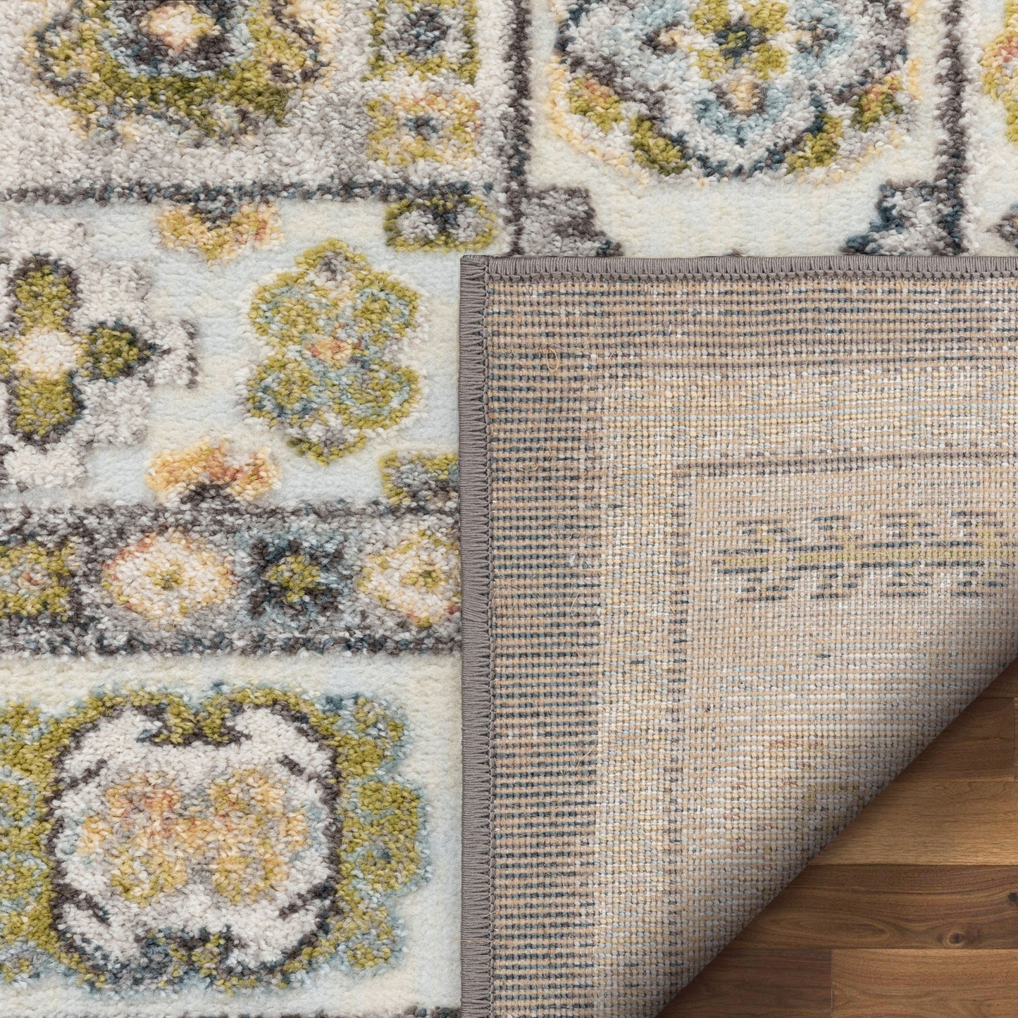 Aryn Vintage Tribal Medallion Floral Green Rug FA-25