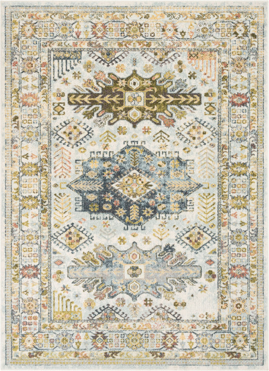 Novalie Vintage Medallion Botanical Border Ivory Rug FA-52